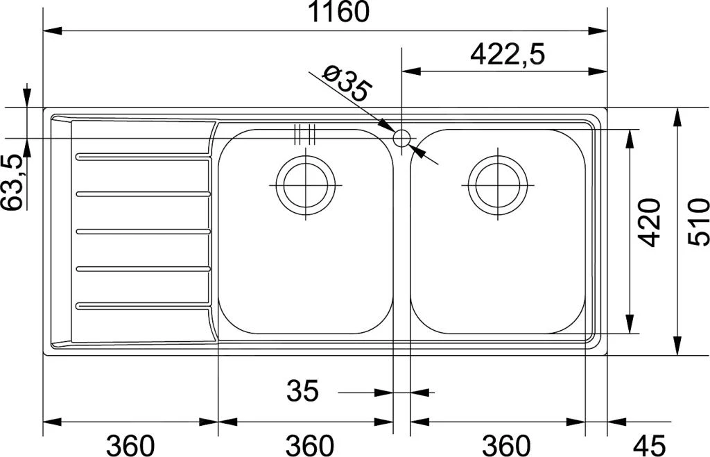 Franke Neptun - Fregadero Acero Inoxidable NEX 621/2, 1160x510 Mm 101.0199.895 2 Franke Neptun - Fregadero Acero Inoxidable NEX 621/2, 1160x510 Mm 101.0199.895 - Imagen 2