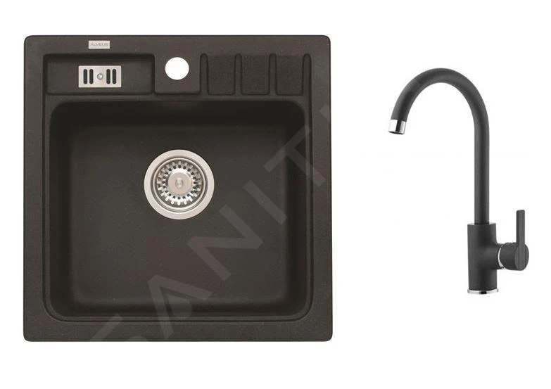 Alveus Conjuntos De Cocina - Conjunto De Fregadero Niagara 20 Y Grifo Tonia, Carbon SETA103 1 Alveus Conjuntos De Cocina - Conjunto De Fregadero Niagara 20 Y Grifo Tonia, Carbon SETA103