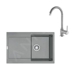 Franke Conjuntos De Cocina - Conjunto De Cocina G168, Fregadero De Fragranite MRG 611 Y Grifo FP 9000.084, Roca Gris 114.0587.980