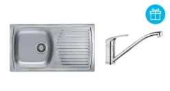 Alveus Conjuntos De Cocina - Conjunto De Fregadero Basic 170, Grifo Riviera + Regalo, Cromo SETA259