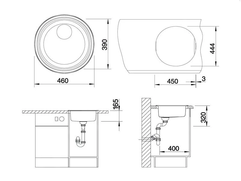 Blanco Rondosol - Fregadero, Diámetro 460 Mm, Acero Inoxidable Cepillado 513306 2 Blanco Rondosol - Fregadero, Diámetro 460 Mm, Acero Inoxidable Cepillado 513306 - Imagen 2