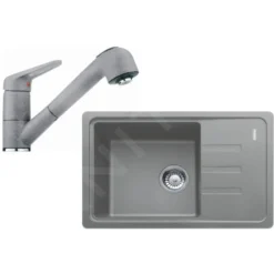 Franke Conjuntos De Cocina - Conjunto De Cocina G118, Fregadero De Fragranite BSG 611-62 + Grifo FC 9547.084, Piedra Gris 114.0440.850