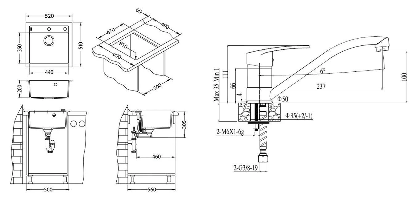 Alveus Conjuntos De Cocina - Conjunto De Fregadero Formic 20 Y Grifo Nina, Carbon SETA071 2 Alveus Conjuntos De Cocina - Conjunto De Fregadero Formic 20 Y Grifo Nina, Carbon SETA071 - Imagen 2