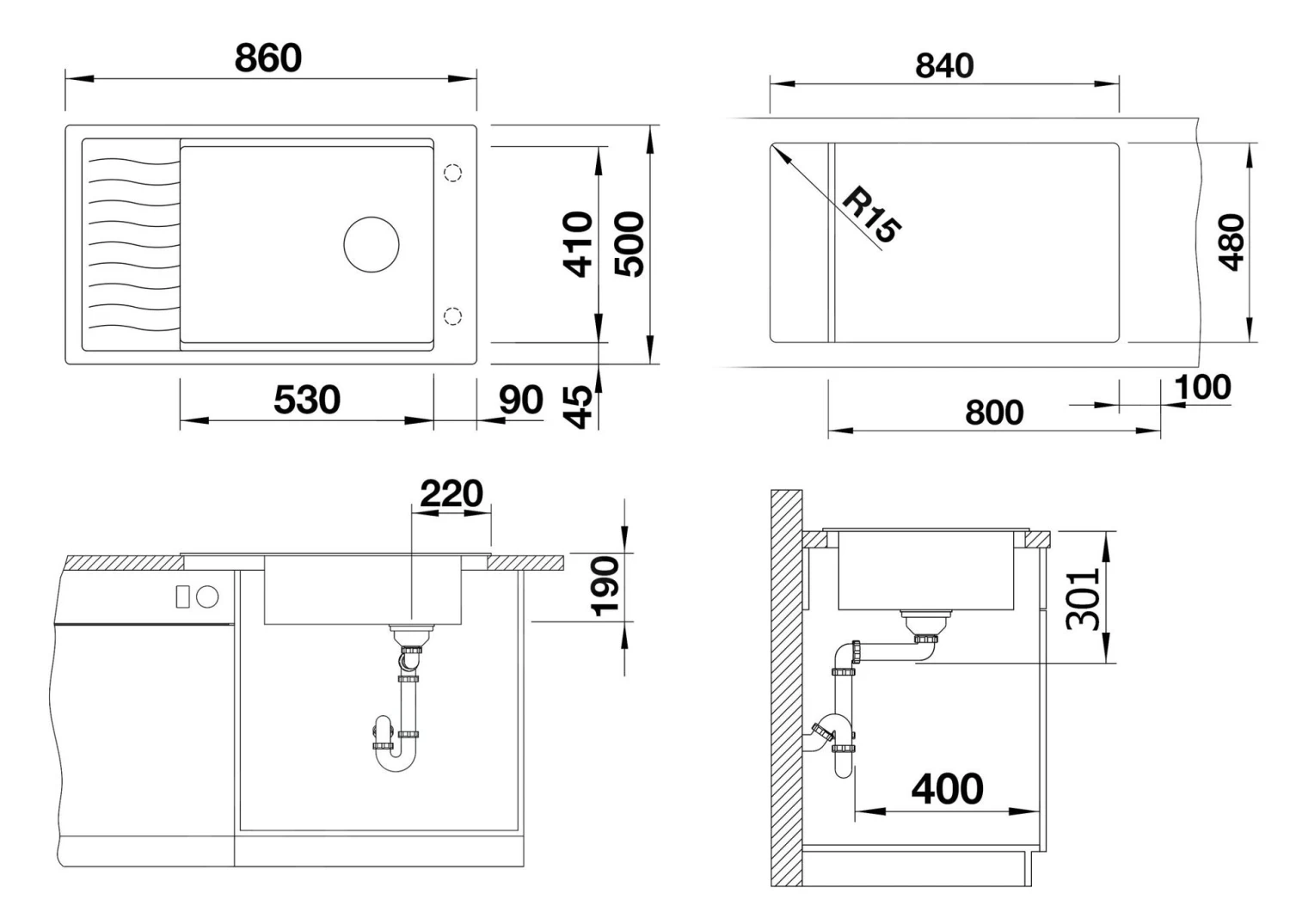 Blanco Elon XL 8 - Fregadero De Silgranite, 860x500 Mm, Con Accesorios, InFino, Tartufo 524867 2 Blanco Elon XL 8 - Fregadero De Silgranite, 860x500 Mm, Con Accesorios, InFino, Tartufo 524867 - Imagen 2
