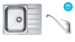 Alveus Conjuntos De Cocina - Conjunto De Fregadero Line 110, Grifo Riviera + Regalo, Cromo SETA741