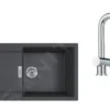 Franke Conjuntos De Cocina - Conjunto T76, Fregadero De Tectonite S2D 611-100 Y Grifo SAMOA, Negro/cromo 143.0616.929
