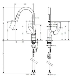 Hansgrohe Focus M41 - Grifo Monomando De Fregadero 240, Con Ducha Extraíble, Aspecto De Acero Inoxidable 31815800 -Cocina Tienda De Ventas e4a3b1fdc8c57f2b709ac31e