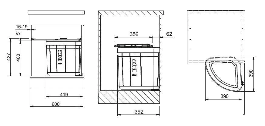 Franke Sortery - Cubo De Basura Integrado Solo 60 Mm, Negro 121.0307.572 2 Franke Sortery - Cubo De Basura Integrado Solo 60 Mm, Negro 121.0307.572 - Imagen 2