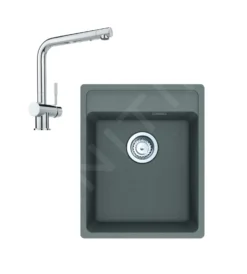 Franke Conjuntos De Cocina - Conjunto G242, Fregadero De Fragranite MRG 610-37 RTL Y Grifo Samoa, Roca Gris/cromo 114.0675.643