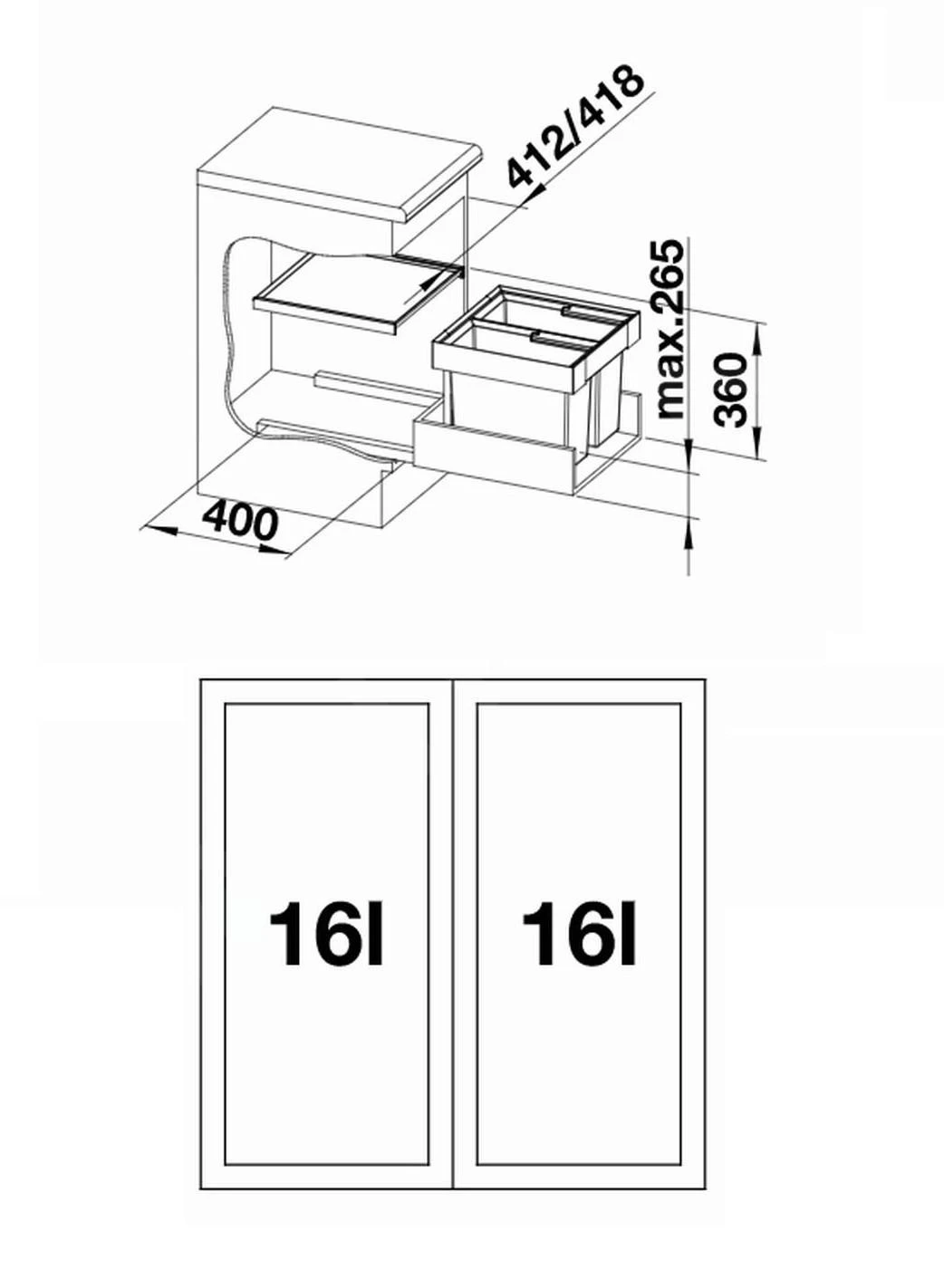 Blanco Flexon II - Cubo De Basura Extraíble, Con Separación, Capacidad 32 L 521468 2 Blanco Flexon II - Cubo De Basura Extraíble, Con Separación, Capacidad 32 L 521468 - Imagen 2