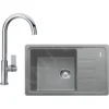 Franke Conjuntos De Cocina - Conjunto De Cocina G115, Fregadero De Fragranite BSG 611-62, Piedra Gris + Grifo FP 0408.031, Cromo 114.0440.670