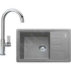 Franke Conjuntos De Cocina - Conjunto De Cocina G115, Fregadero De Fragranite BSG 611-62, Piedra Gris + Grifo FP 0408.031, Cromo 114.0440.670
