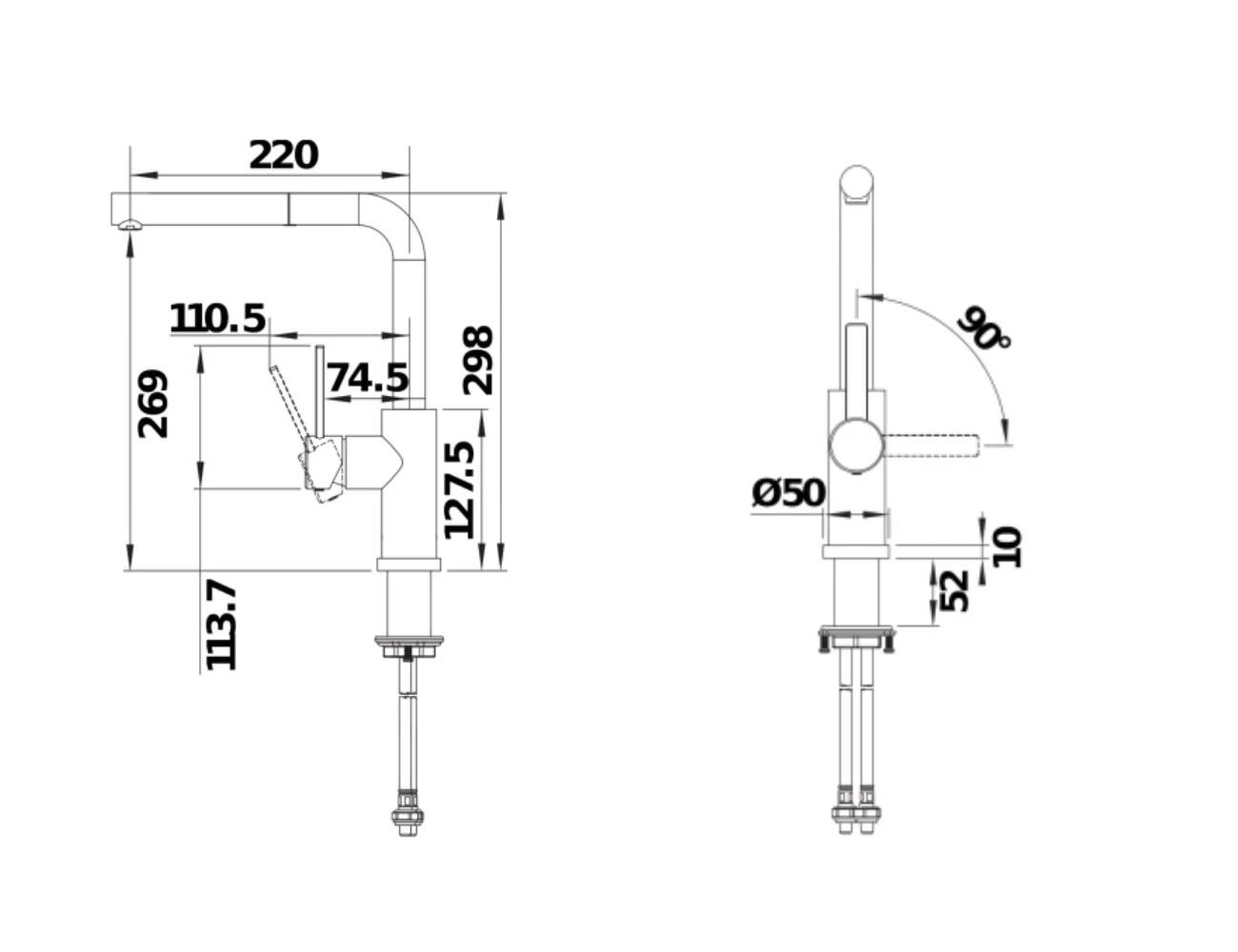 Blanco Lanora S-F - Grifo De Fregadero Con Salida Extraíble, Plegable Bajo Ventana, Acero Inoxidable Cepillado 526180 2 Blanco Lanora S-F - Grifo De Fregadero Con Salida Extraíble, Plegable Bajo Ventana, Acero Inoxidable Cepillado 526180 - Imagen 2